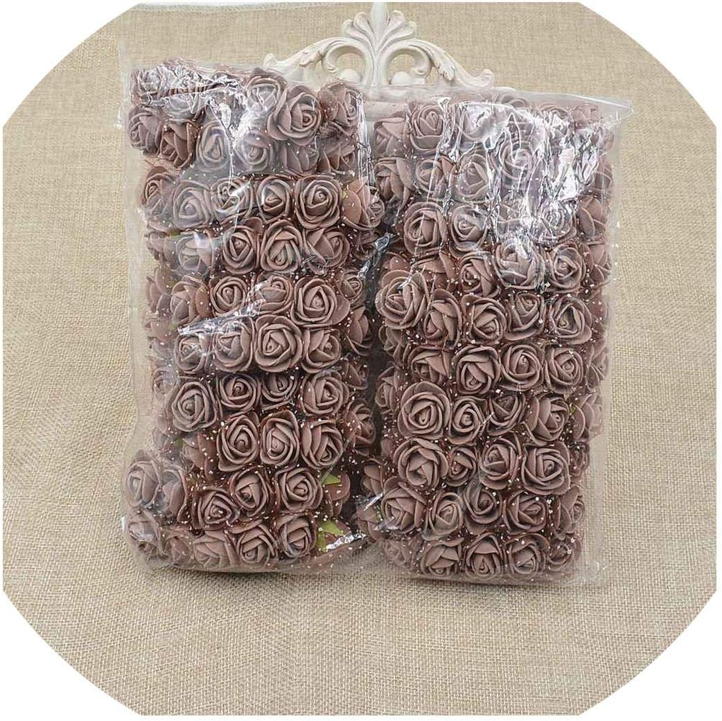 Multicolor Pe Rose Foam Mini Flower Bouquet Solid Color Artificial Flowers,Brown