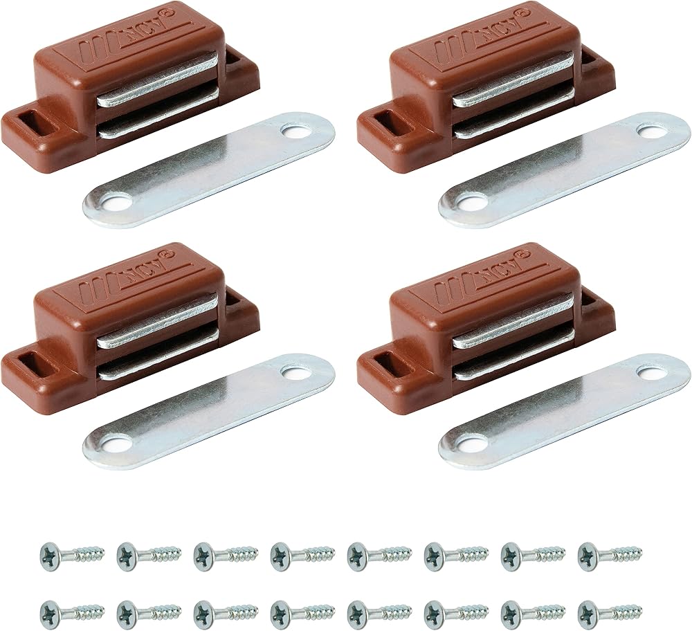 Harmac House 4x Heavy Duty Magnetic Door Catch 6kg Brown 45x18x14mm