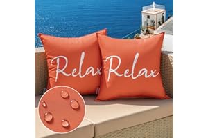 MIULEE Outdoor Waterproof Throw Pillow Covers Set of 2 Relax Decorative Outdoor Square Pillowcases for Chair Patio Garden Couch Tent Balcony Sofa Coral Red 20x20 Inch