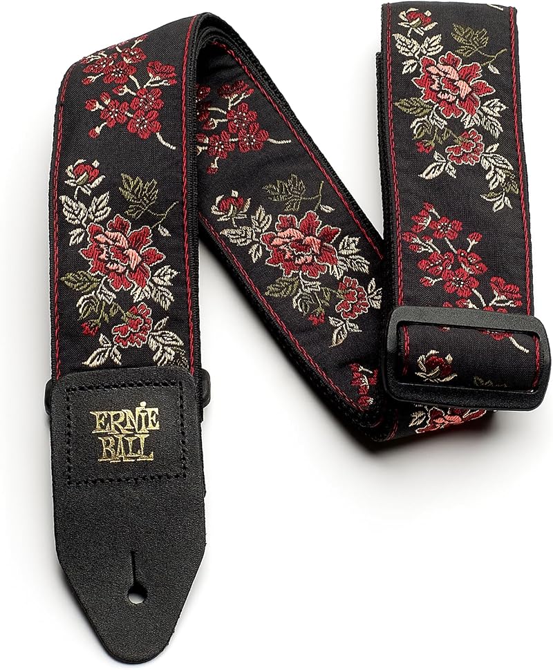 Ernie Ball Red Rose Jacquard Guitar Strap Polypropylene 41-72in