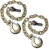 Gripon 35-Inch Grade 70 Trailer Safety Chain with 3/8inch Clevis Snap Hook and Chain Retainer (Pack of 2)