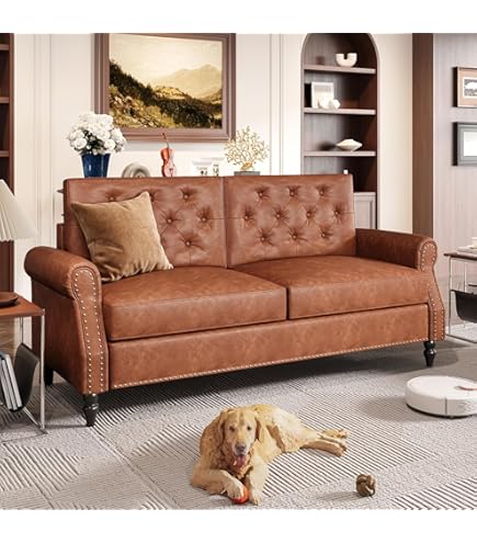 ピース　チェスターフィールド　アメリカ Amazon.com: FiveWillowise 72 Inch Couch, Chesterfield Faux