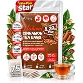 WOTIHA Premium Ceylon Cinnamon Tea Bags (75 Count) - 100% Pure Cinnamon Sticks for Blood Sugar Support &amp; Relaxation - Caffeine-Free, Sugar-Free, Vegan, No Additives