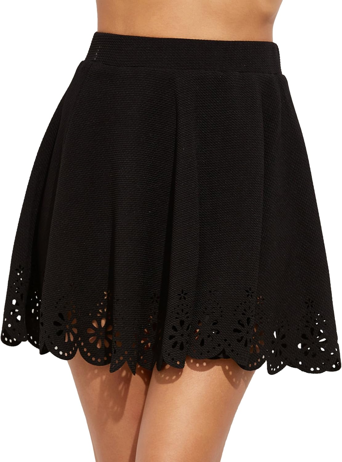 SheIn Women's Basic Solid Flared Mini Skater Skirt at  Women’s Clothing store