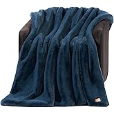 UGG Euphoria Faux Fur Throw Blanket, Soft Warm Throw Blankets for Couch or Bed, Luxury Bedroom Decor, Giftable Fuzzy Blankets, Machine Washable, 50-inch x 70-inch, Indigo Blue