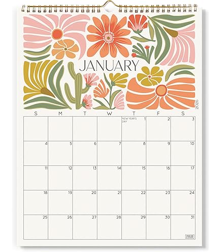 Calendrier Mural 2026-2027 De Janvier 2026 à Juin 2027, Calendrier De 18 Mois Avec Papier De Qualité Supérieure, Reliure à Double Spirale Et Crochet De Suspension, 21,6 X 27,9 Cm, Coloré