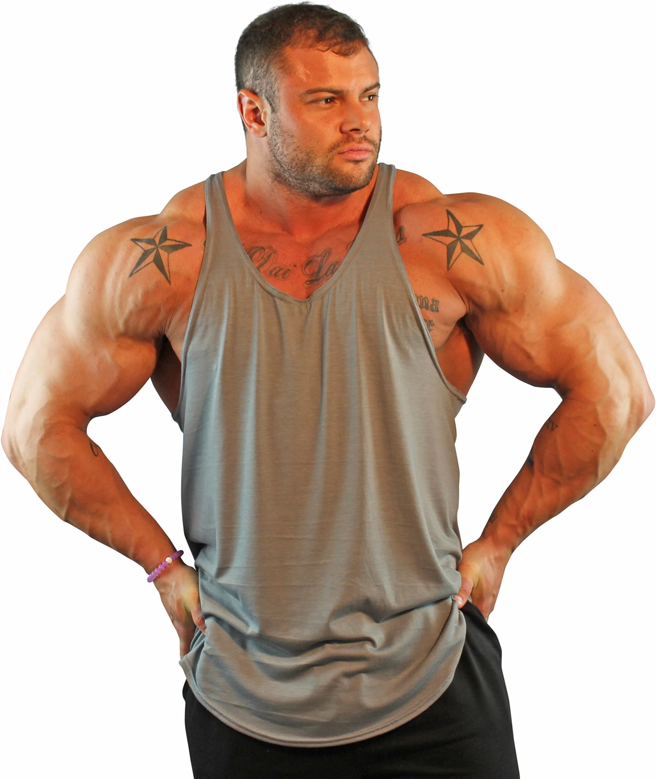 Men's No Logo Y Back Stringer Tank Top. Made in America