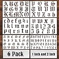 6 Pcs Old English Stencil 2 Inch Letters Number Template Reusable Gothic Calligraphy Stencils Letters for Painting Drawing Cutting Lettering on Wood Vinyl DIY Crafts Scrapbook (Old English)