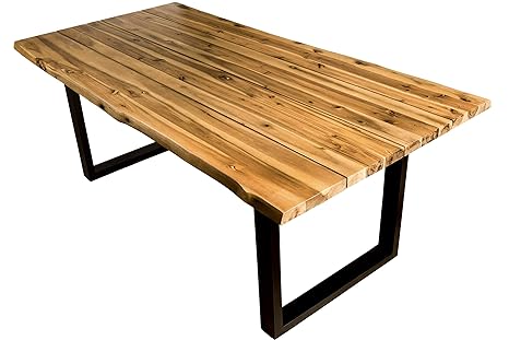 SAM Esszimmertisch 200x100 cm, Akazien-Holz geölt, Baum-Tisch, Poseidon, Outdoortisch massiv, Metallbeine Schwarz