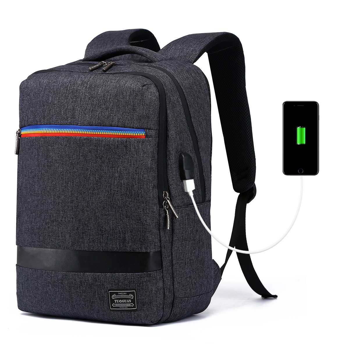 Water Resistant Laptop Backpack Anti-Theft Slim Business Bag with USB Charging Port Fits 15.6 Inch Laptop Notebook Macbook Tablet Computer for College Student Size 11.8\