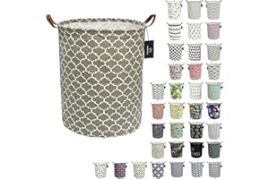 laundry baskets,bedroom hamper,kitchen organization,GodenMoninG 62.8L Waterproof Round Cotton Linen with Handles Collapsible storage basket. (Dark Grey Lanterns)