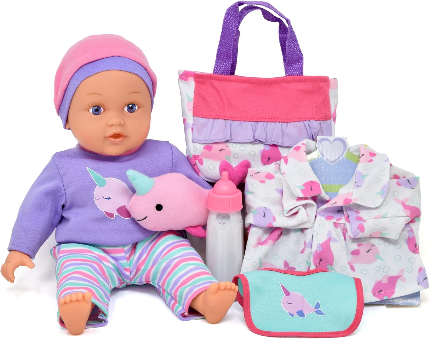 Baby Doll with Toy Accessories Set Magic Disappearing Milk Bottle 14 Inch Soft Body Baby Doll with Clothes Diaper Bag and Bib: Toys & Games