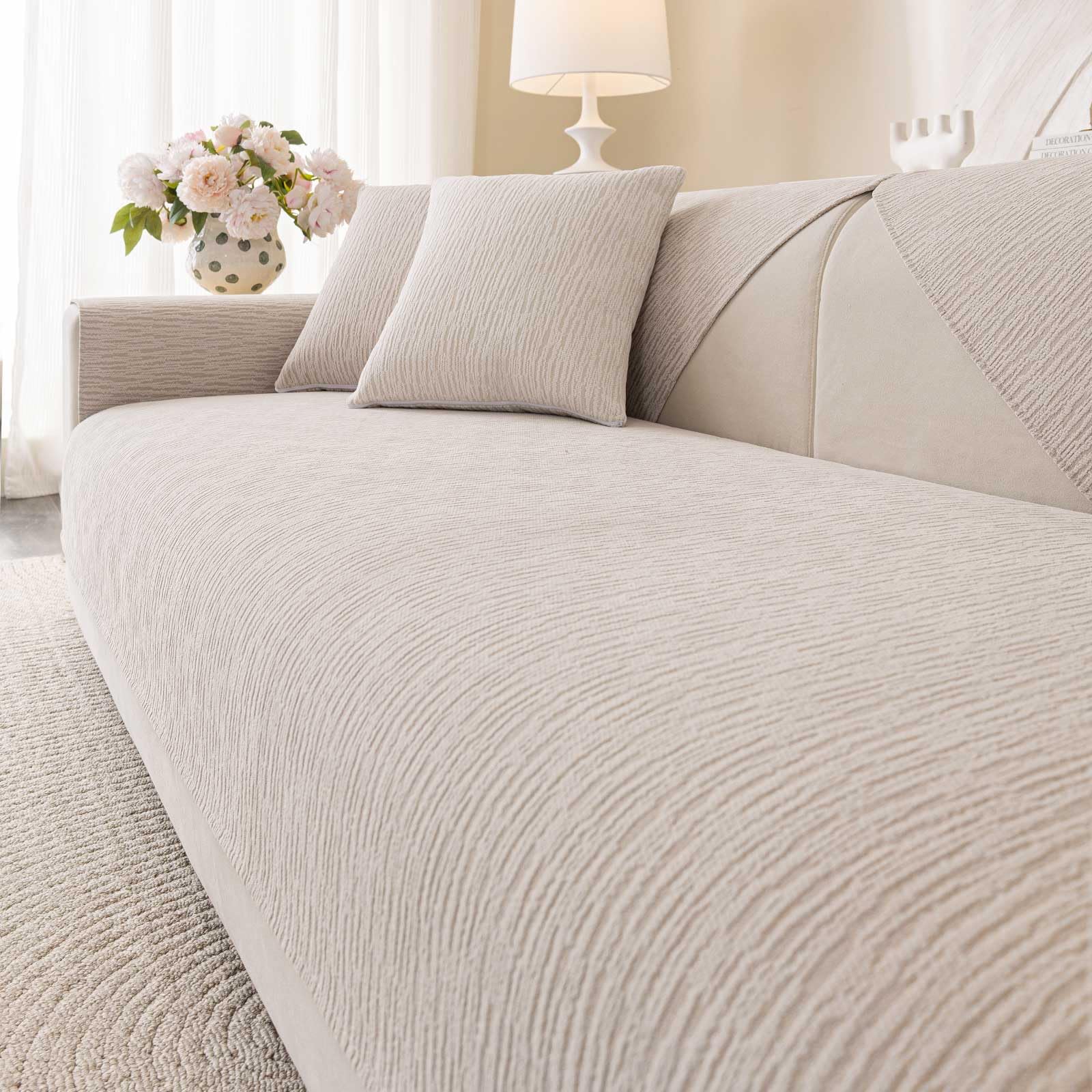 View 1 of Aucrovee Soft Waterproof Chenille Cover Washable, Non Slip Sectional Sofa Covers for 3 Cushion Couch Sofa L Sharped Sofa Slipcover for Pets, Furniture Protector (1 PCS 36"x82" Coffee)