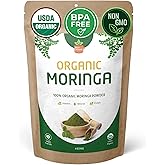 SPICY ORGANIC USDA Certified Organic Moringa Powder 4 oz | Moringa Leaf Powder Organic | Natural Energy, Vegan, Non-GMO, Gluten-Free &ndash; for Smoothies, Teas, Cooking &ndash; Resealable Pouch