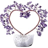 mookaitedecor Amethyst Crystal Tree with Quartz Cluster Crystal Base Love Heart Money Tree Figurines Feng Shui Home Office Decoration Wedding Ornament