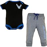 U.S.A.F. 2pc Baby Boys Air Force Bodysuit Pants Set Blue Gray (0-3 Months)