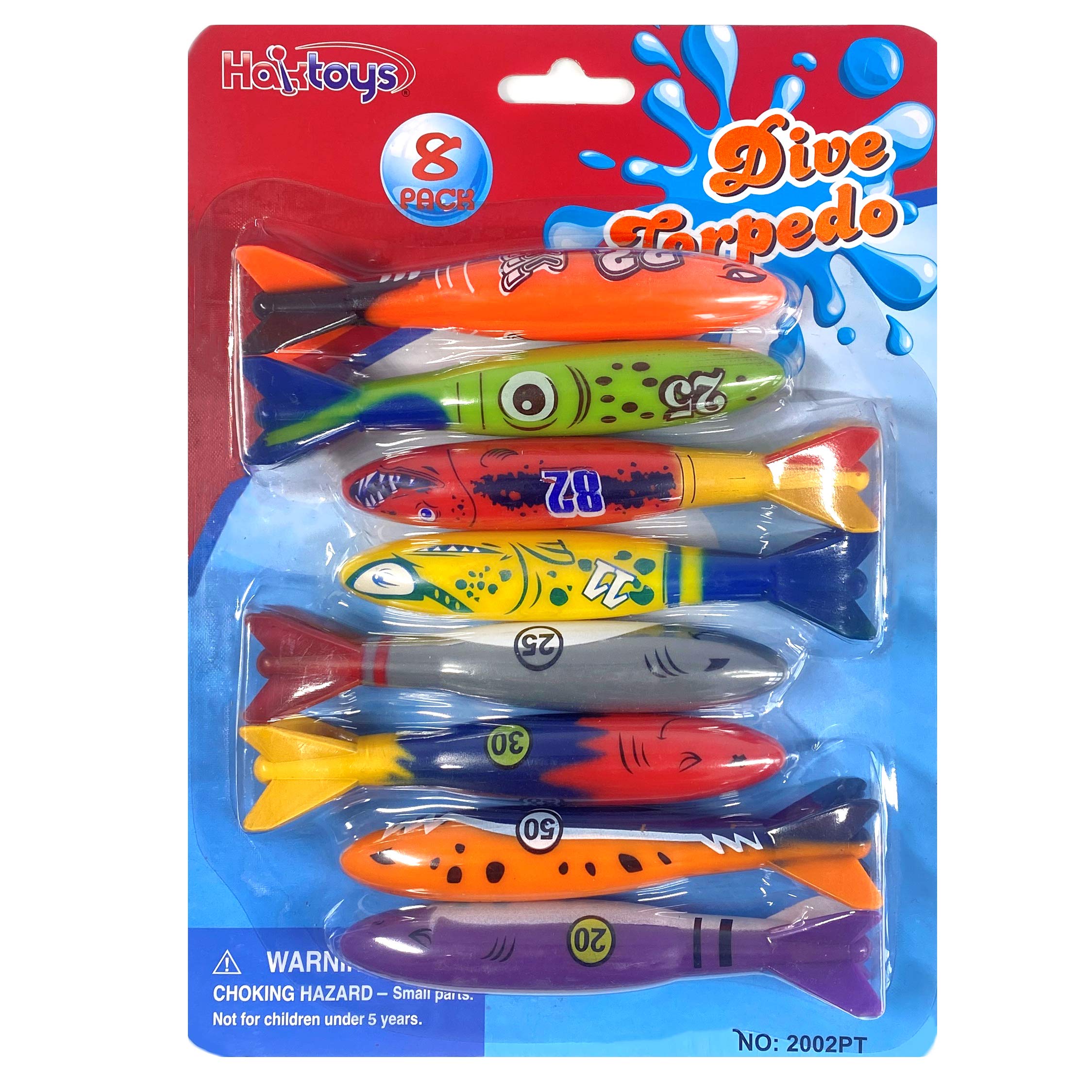 Haktoys Pool Toys Torpedo Diving Set – 8-Pack Dive Torpedos for Kids & Adults | Fast-Sinking Pool Torpedos for Swim Training, Underwater Games & Water Play | Gliding Diving Torpedo Rockets