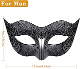 SIQUK Couple Masquerade Masks Black Venetian Party Plastic Rhinestone Halloween view 2