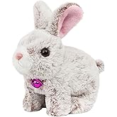 Easfan Hopping Bunny Plush Grey Jumping Spotted Rabbit Ears Nose Moving Educational Plush Toy Interactive Toy Electric for Toddlers Kids