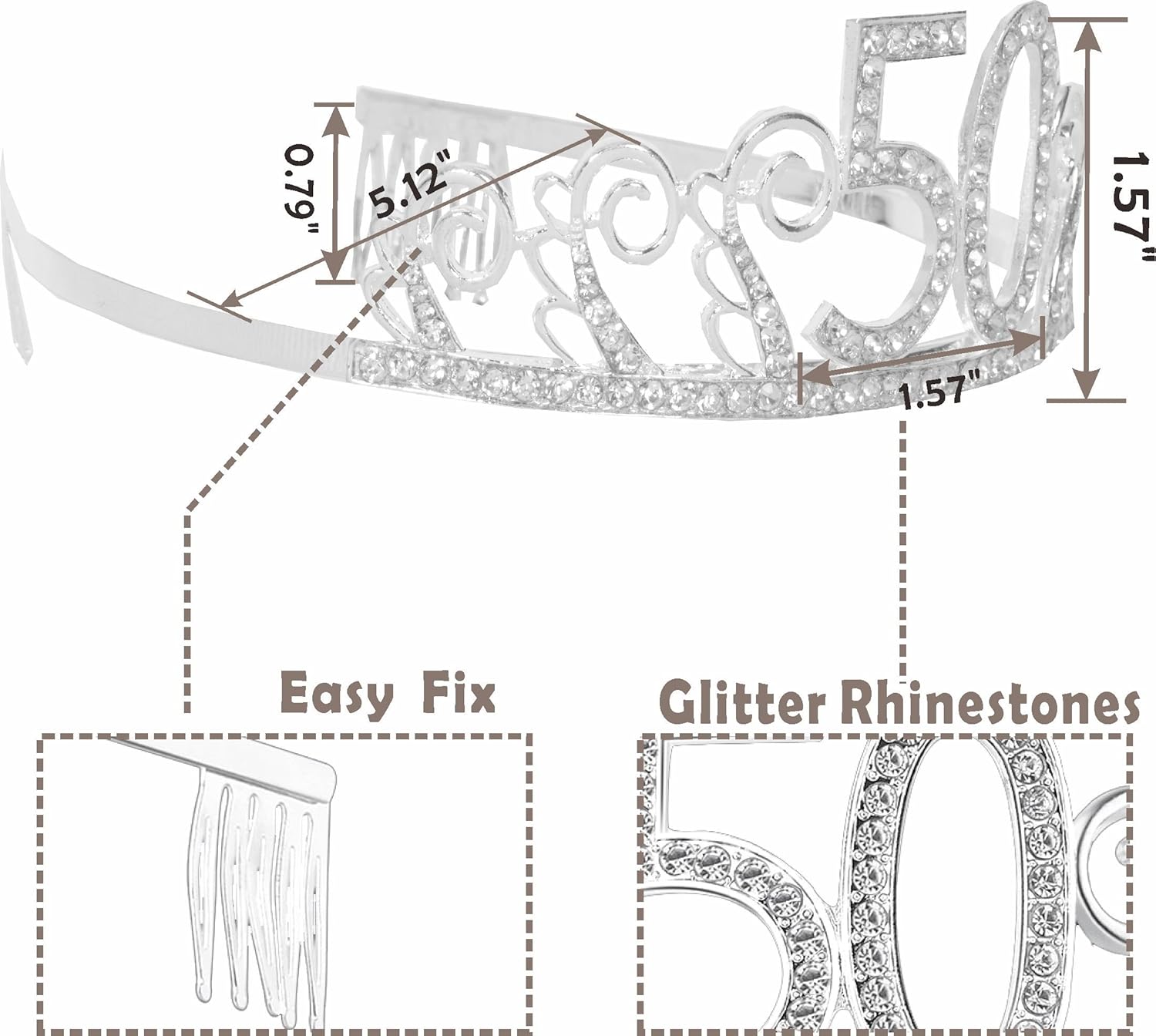 50th Birthday Gifts for Women, 50th Birthday Tiara and Sash, Happy 50th Birthday Party Supplies, 50 & Fabulous Sash and Crystal Tiara Birthday Crown for 50th Birthday Party Supplies and Decorations: Home & Kitchen