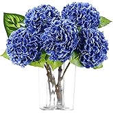 Coferset 5pcs Hydrangea Artificial Flowers Real Touch 20 inch Lifelike Hydrangea Flower for Home Wedding Office Party Living Room Decoration (Royal Blue)