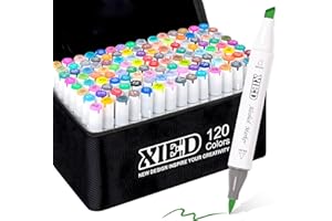 XIEED Dual Tip Alcohol Markers Set, 120 Colors Chisel & Brush Tip Alcohol-Based Art Markers for Adults & Artists in Coloring 