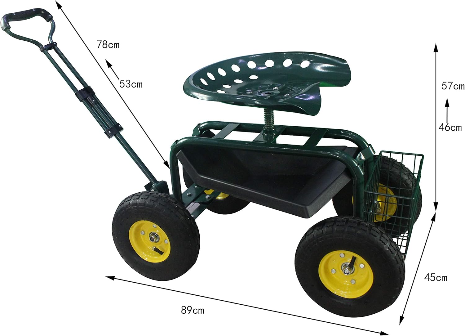 Pro Carts Rolling Garden Seat Work Seat Cart With Ajustable Handle Work Scooter Garden Cart