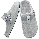 Hsyooes Women's Men's Fuzzy Slippers Orthotic Arch Support Fleece Lined House Slippers Comfy Winter Slip On Clogs for Plantar Fasciitis Indoor Outdoor with Adjustable Buckle