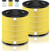 LV-H133 Replacement Filter Compatible with Levoit LV-H133 Air Purifier H133 | Pet Care 3-in-1 H13HEPA Activated Carbon Filter Replacement for LVH133 H133 Meta-Air Tower Part# LV-H133-RF, Yellow 2-Pack