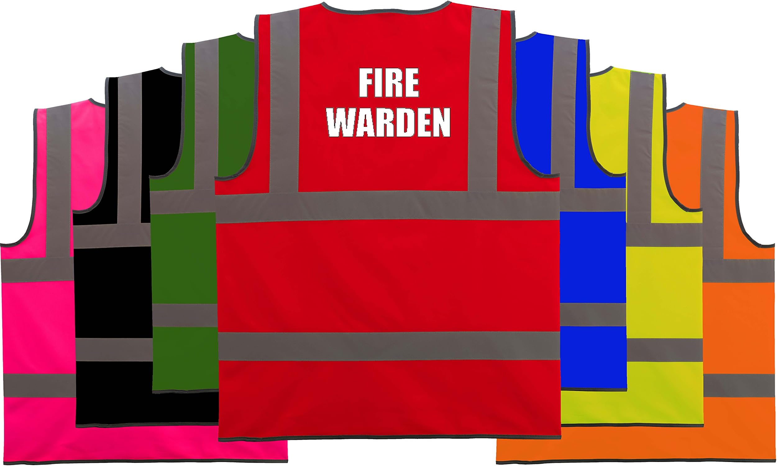 Fire Warden White Text Safety Hi Vis High Visibility Safety Protection Velcro Fastening Vest