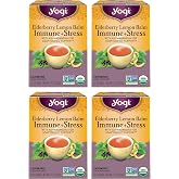 Yogi Elderberry Lemon Stress &amp; Immune Support Tea, 16 Tea Bags (4 Pack)