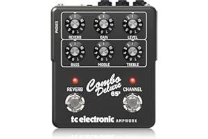 TC Electronic COMBO DELUXE 65' PREAMP Guitar Pedal | Twin-Channel Preamp with Independent Channel Controls, Built-in Spring R