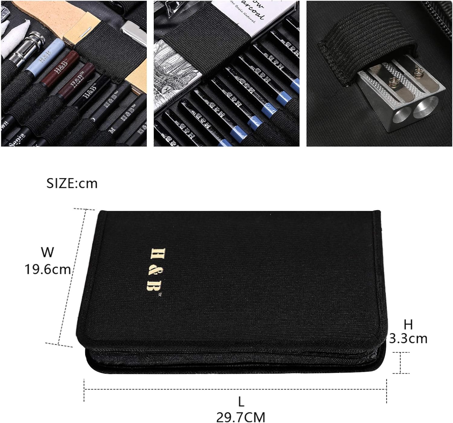 H & B Sketching Pencils Drawing Set,40pcs Art Supplies Artist Sketching Kit with Sketch Draw Pencils Charcoal Pencil Extender Canvas Pencil Bag and More for Artist Beginners Kids Adults - Image 5
