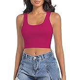 SanxiawaBa Women's Sleeveless Ribbed Crop Tops Crew Neck Stretchy Casual Basic Fitted Tank Top