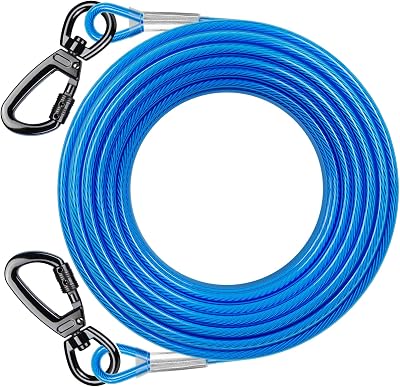 Chuiendi Dog Tie Out Cable 360° Swivel Lockable Hook PVC Coated 10ft-120ft