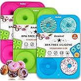 Anaeat 3 Pack Donut Pan Silicone Baking Mold, Just Pop Out! Non-Stick Doughnuts Baking Pans BPA Free for 6 Full-Size Donuts, 