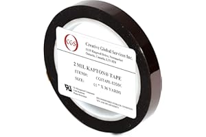 CGS TAPE CGS, 2 Mil Dupont Kapton® Tape. High Temperature Heat Tape, UL 510 Flame Retardant, Clean Removal. 0.5" x 36 Yards