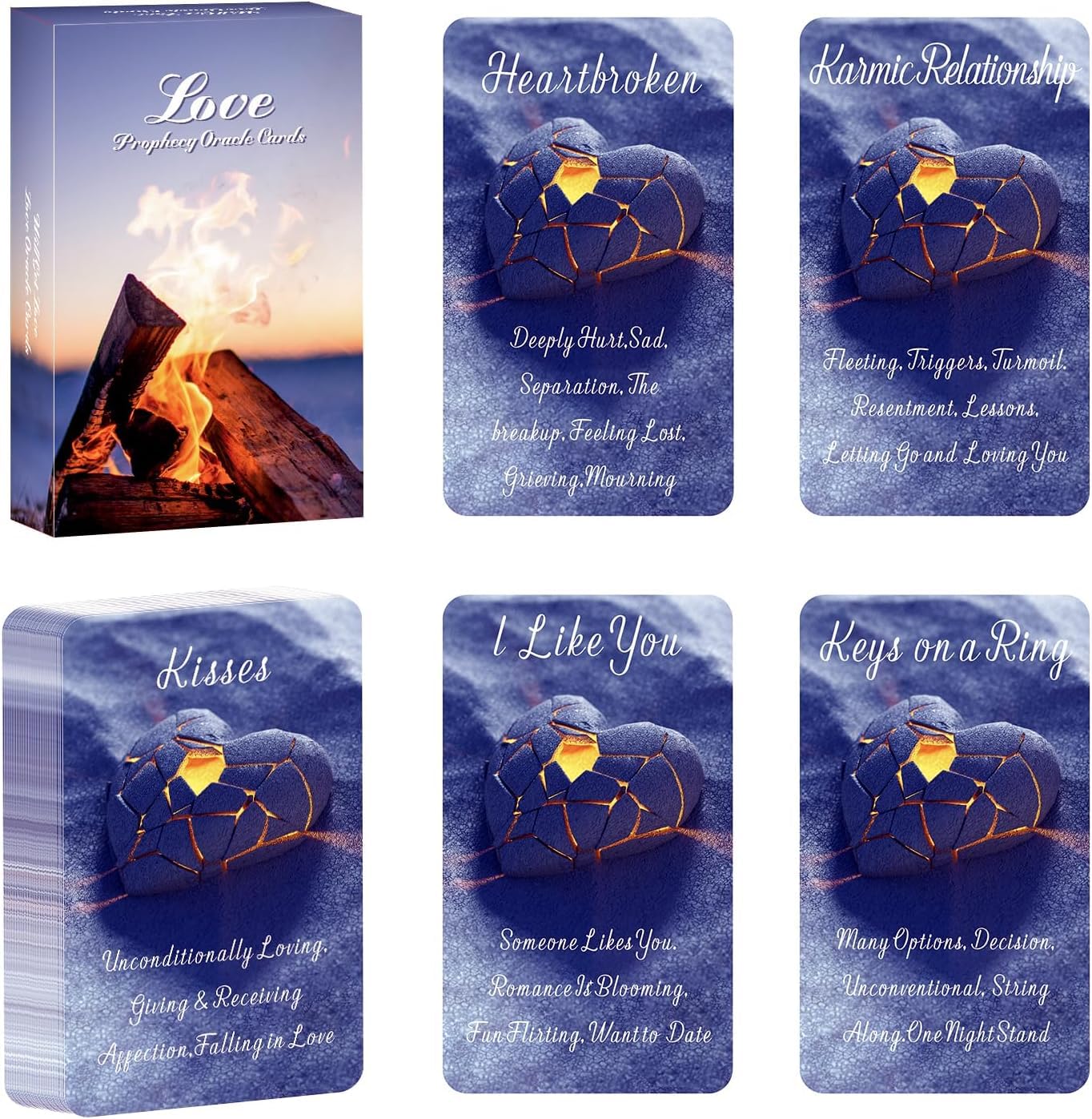 GZSYXHJYXGS Blue Romance Love Oracle Cards, Oracle Cards for Couple Relations, Twin Flame Oracle Deck,Love Tarot Cards for Beginners with Meanings on
