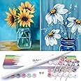 BAISITE Paint by Numbers Kit for Adults Beginners,12" Wx16 L 2 Pack Canvas for Painting Kits for Adults in Colorful Box-Daisy and Sunflowers 0304