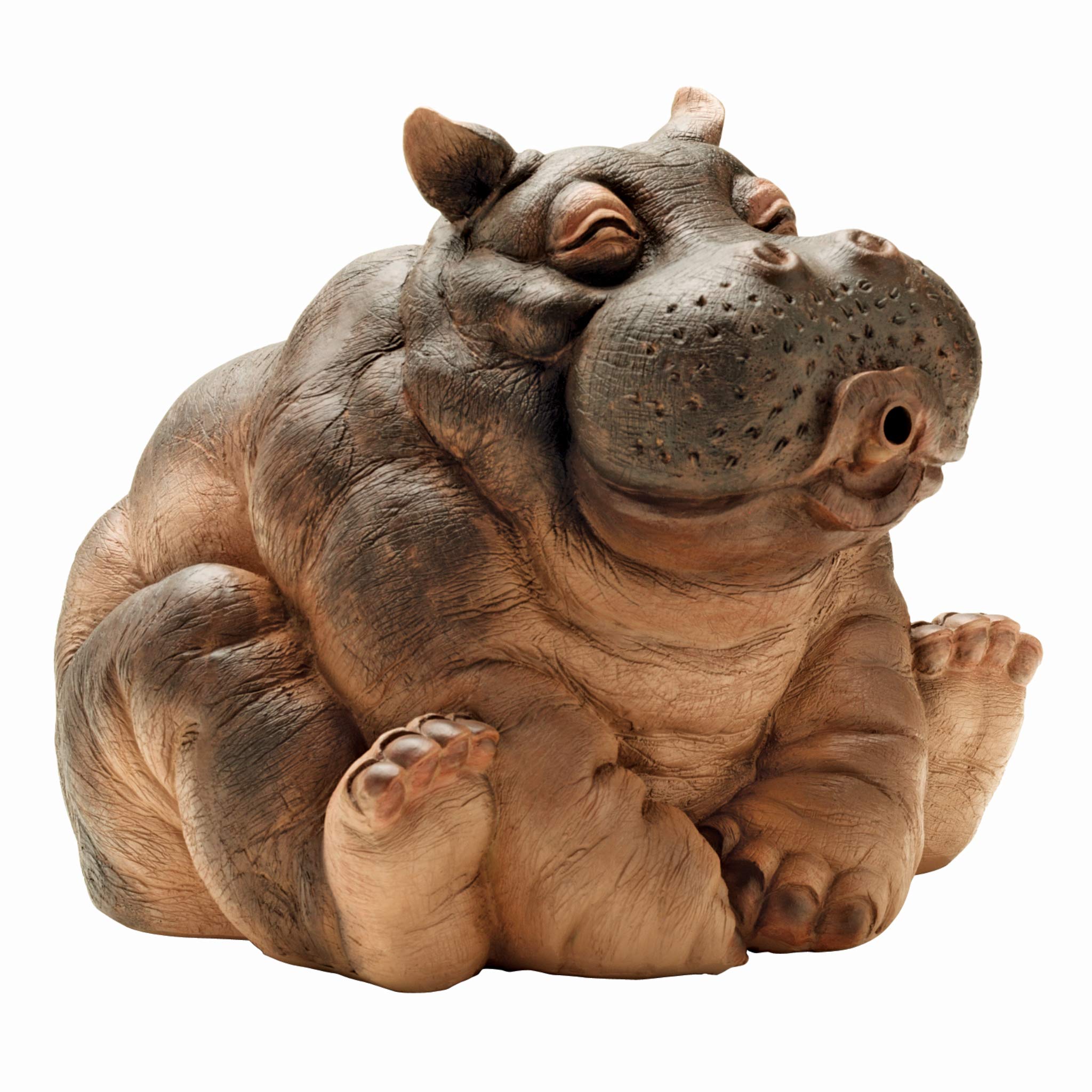 Design Toscano EU35009 Hanna the Hippo African Decor Piped Pond Spitter Statue Water Feature, 25.5 cm, Polyresin, Full Color, Stone