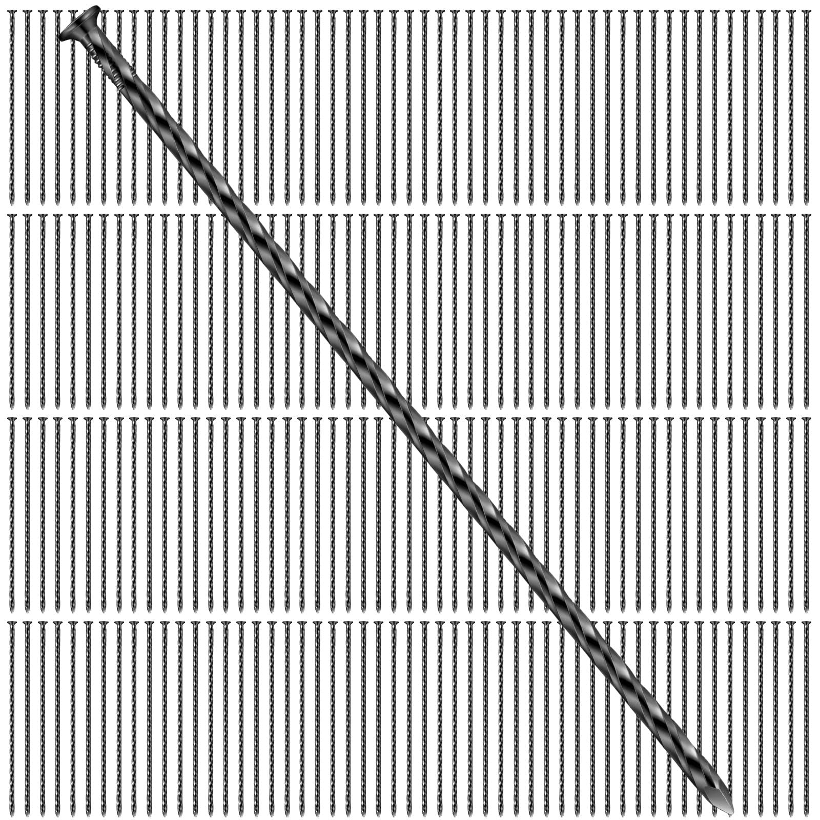 Photo 1 of 200 Pcs Metal Nails 8 Inch Artificial Spikes Galvanized Spiral Landscape Stakes Edging Spikes Garden Stakes for Fake Landscaping Grass Ground Lawn(Black)