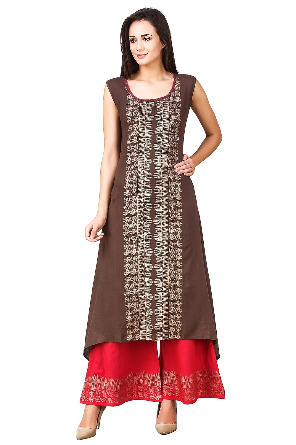 sreshee women's premium cotton designer kurti with palazzo pants set (three colour options)