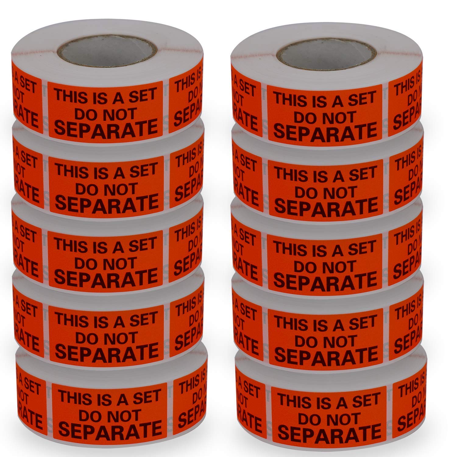 BETCKEY - Red Warning Shipping Packing Labels/Stickers, This is A Set DO NOT Separate, 25mm x 50mm, 10 Rolls/5000 Labels