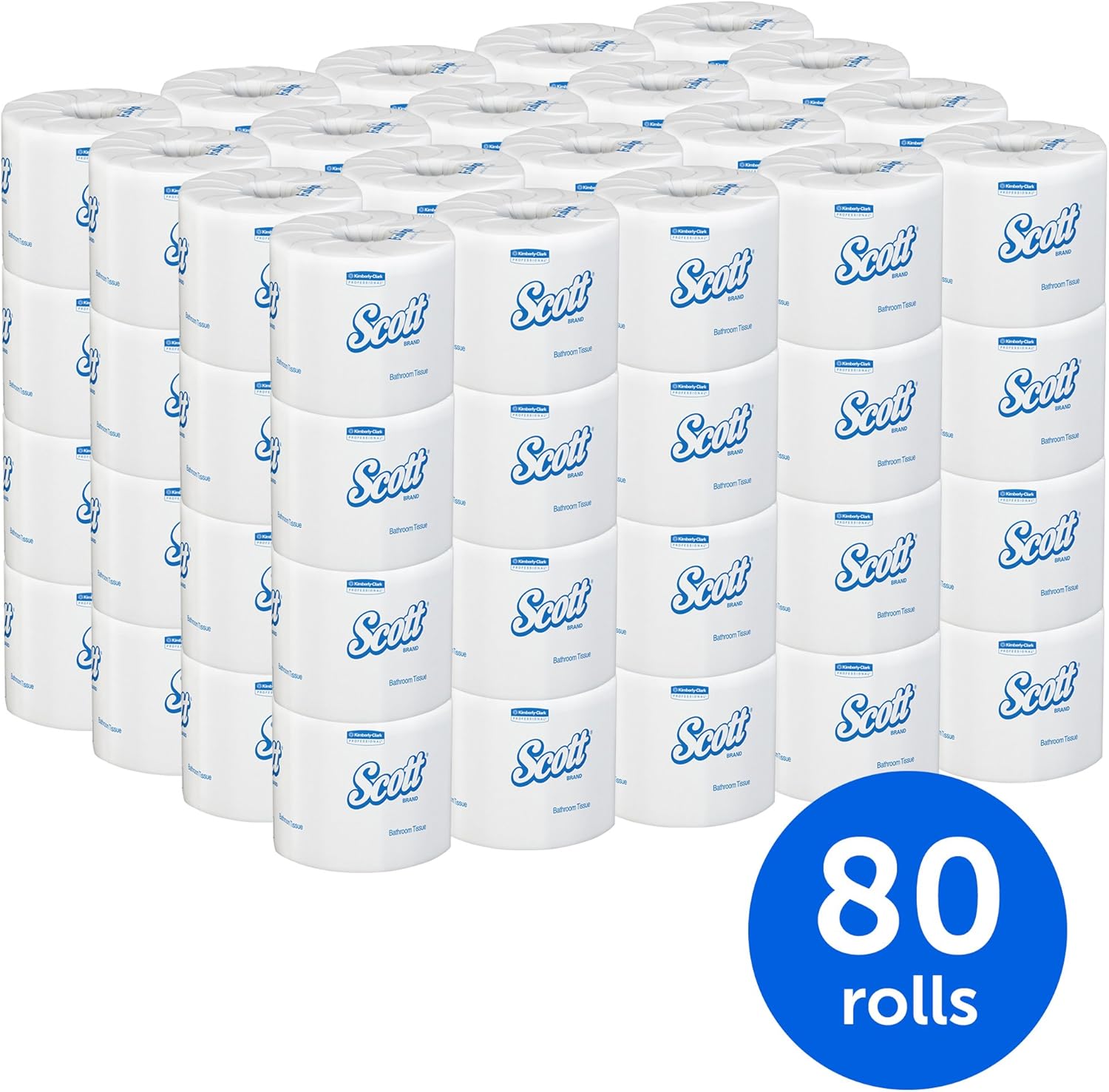 Scott Essential Professional 100% Recycled Fiber Bulk Toilet Paper for Business (13217), 2-Ply Standard Rolls, White, 80 Rolls/Case, 506 Sheets/Roll: Industrial & Scientific