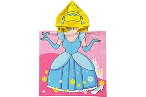 ARNUAETY Princess Kids Hooded Towel for Toddler Girls Soft and Absorbent Poncho Hooded Kids Towel for Beach Bath and Swim, 47.2" L x 23.6" W
