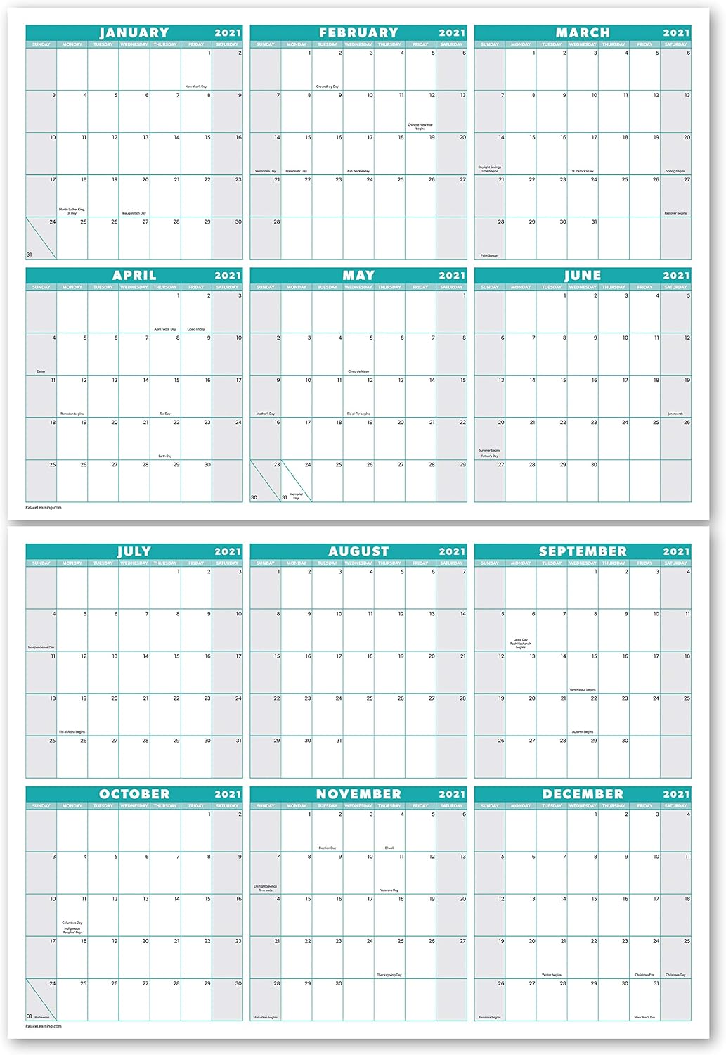 Amazon Large 24 X 36 Erasable Wall Calendar Wet Dry Erase 