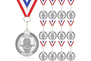 DONRIME Basketball Medals for Awards - 12 Pack Gold Metal Medal for Basketball Team, Sports Day Favors Prizes for Kids Boys Children Adults