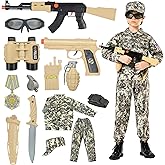 Kodvinp Army Costume For Kids, Military Soldier Costumes For Boys, Halloween Costumes Dress Up Role Play Set