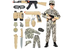 Kodvinp Army Costume For Kids, Military Soldier Costumes For Boys, Halloween Costumes Dress Up Role Play Set