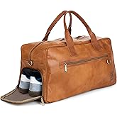 Berliner Bags Vintage Genuine Leather Duffle Austin XL for Travel or the Gym, Weekender Bag with Shoe Compartment, Overnight Bag for Men and Women - Brown